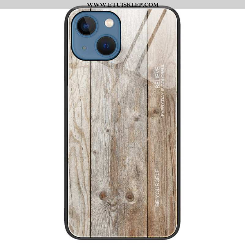 Etui do iPhone 15 Plus Konstrukcja Ze Szkła Hartowanego I Drewna